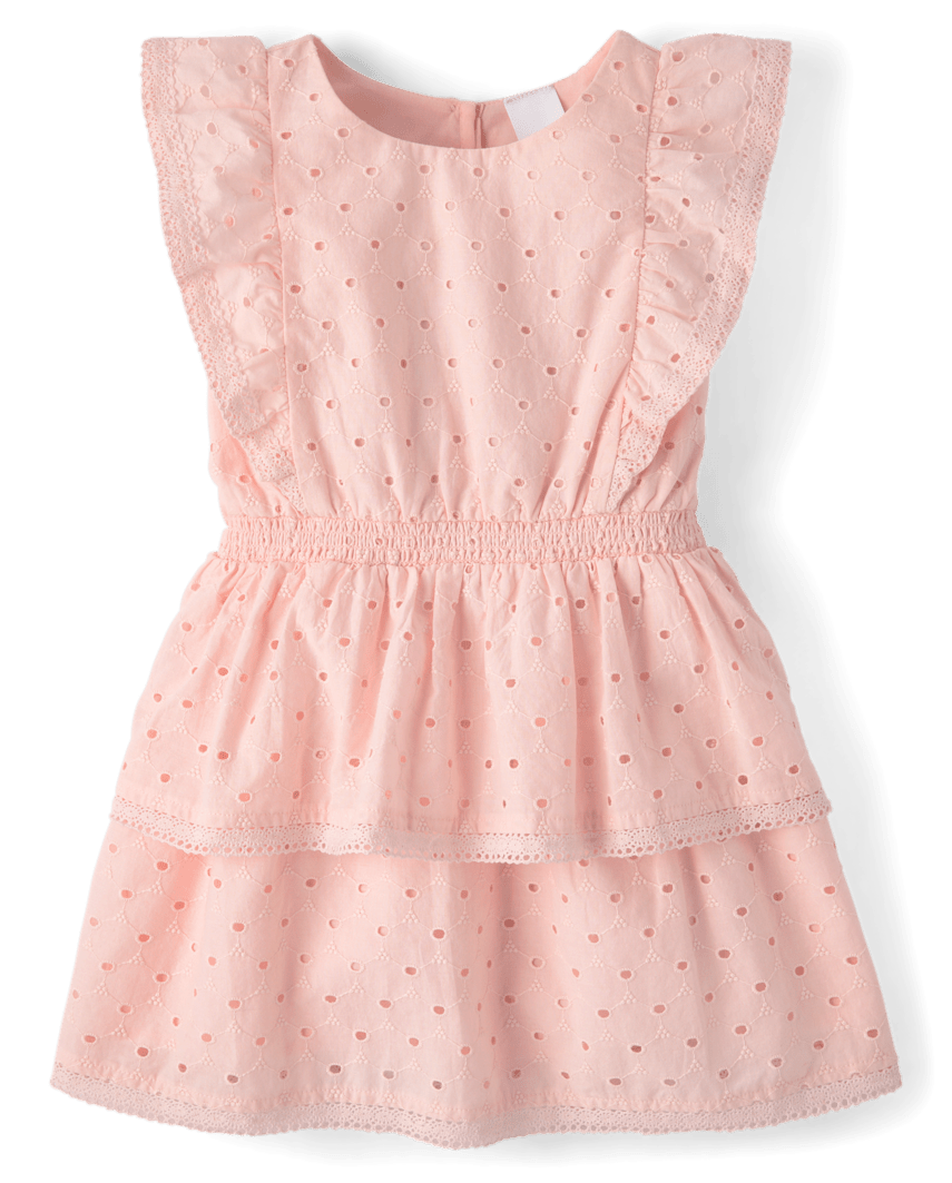 Gymboree | Girls | Flutter Eyelet Tiered Dress - Enchanted Garden in Pink | Size 18-24