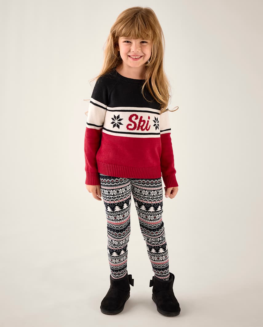 Gymboree | Girls | Fairisle Winter Warm Leggings - Aspen Lodge in Black | Size 5T | Polyester/Cotton/Spandex