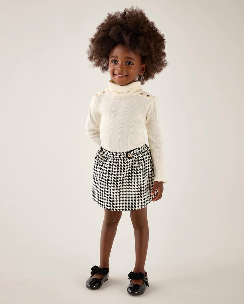 Gymboree | Girls | Houndstooth Ponte Skort - Aspen Lodge in Black | Size 12-18 M | 100% Cotton