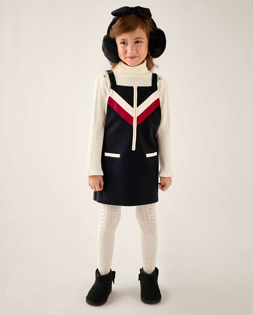 Gymboree | Girls | Contrast Striped Ponte Jumper - Aspen Lodge in Black | Size 12-18 M | Polyester/Cotton/Spandex