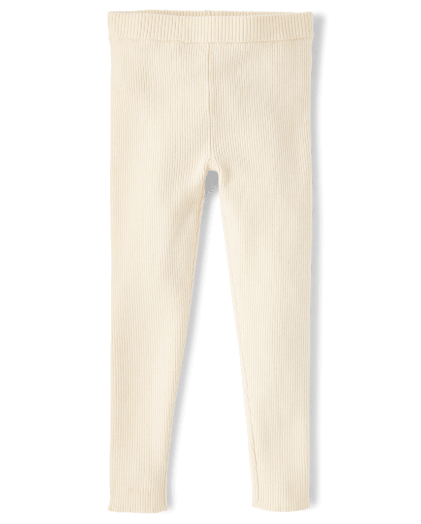 Gymboree | Girls | Ribbed Sweater Leggings - Little Essentials in Cream | Size 12-18 M | Polyester/Nylon