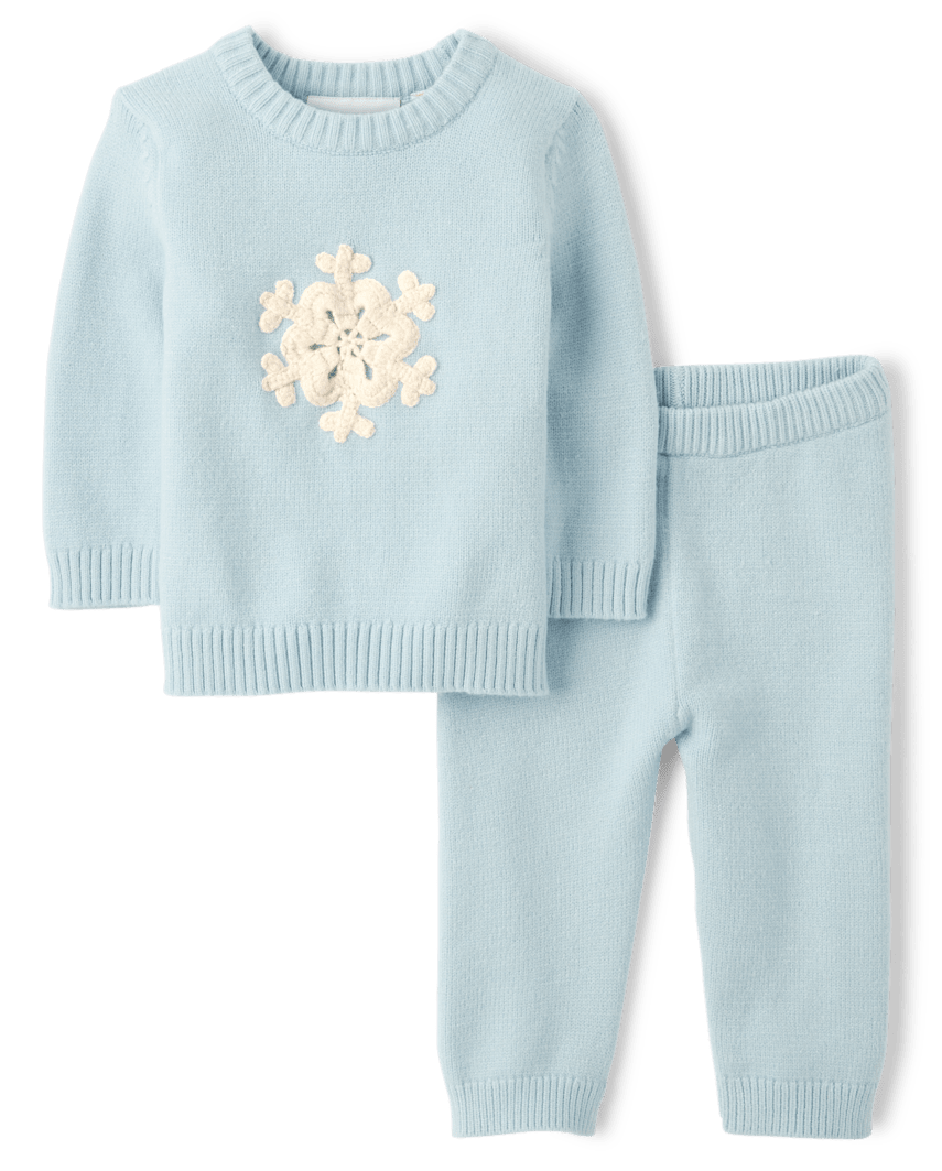 Gymboree | Boys | Baby Crochet Snowflake 2-Piece Sweater Set in Blue | Size 6-9 M | Polyester/Nylon