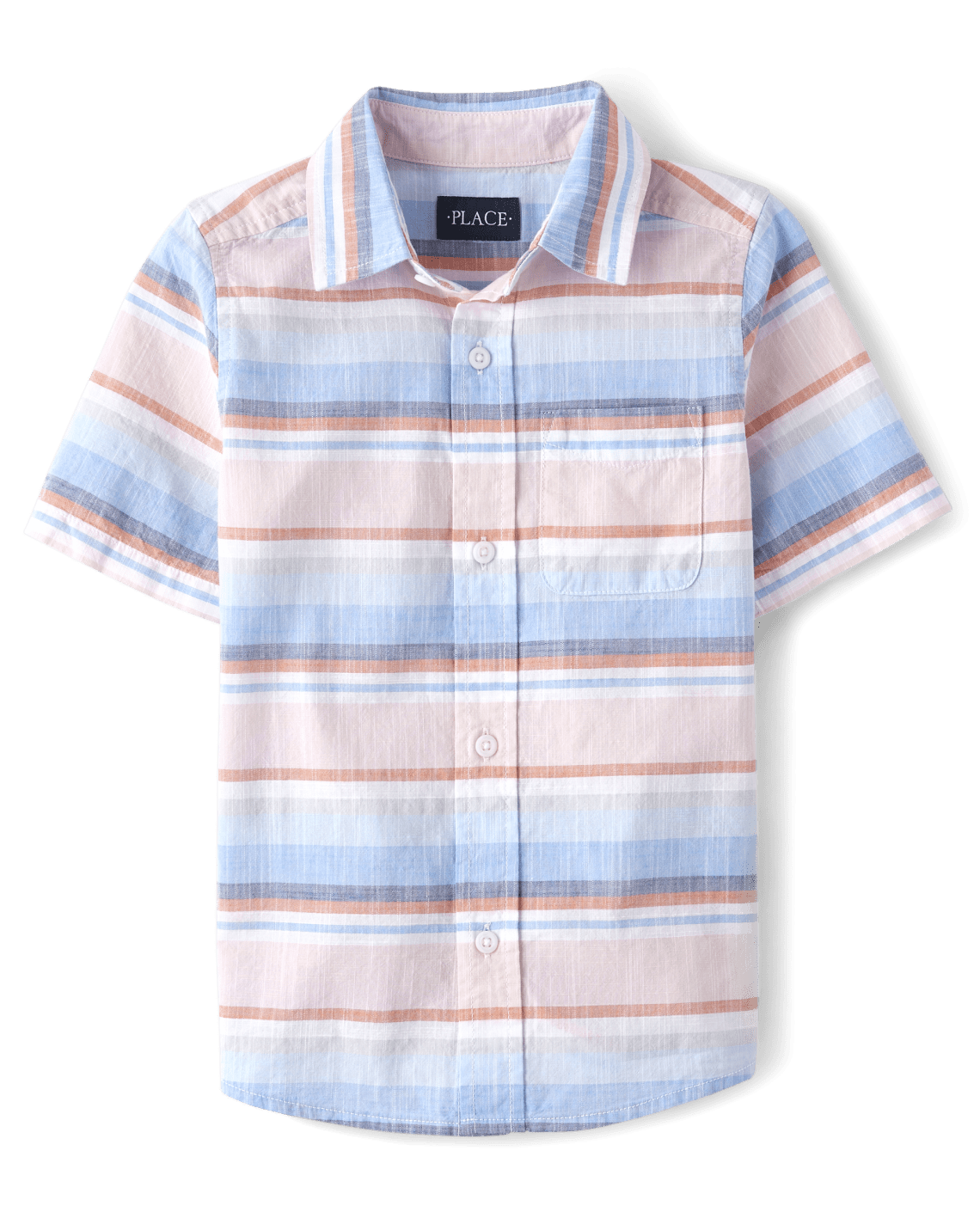 Product image for Boys Short Sleeve Striped Chambray Button Up Shirt