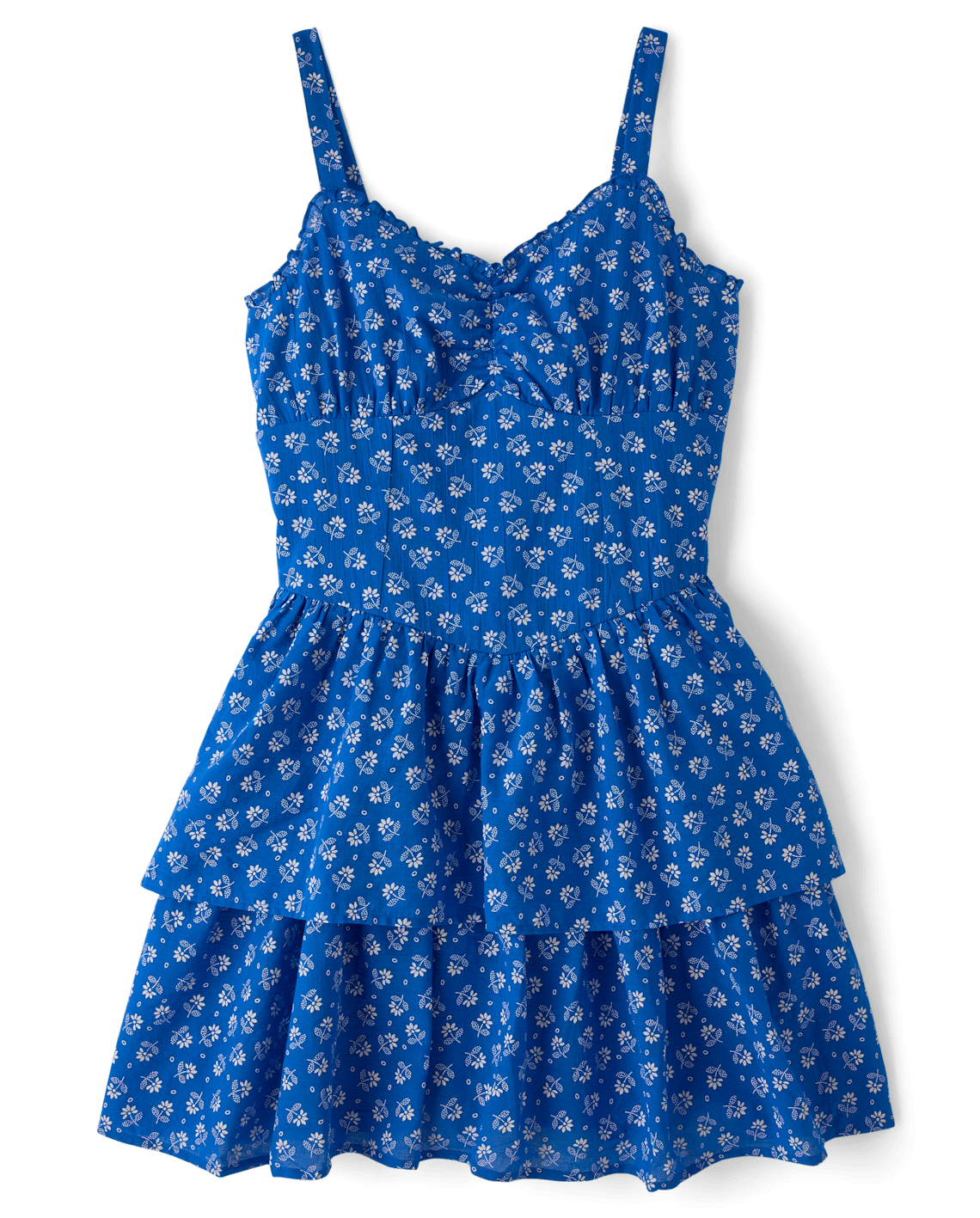 The Children's Place Womens Mommy And Me Embroidered Floral V-Waist Dress   Size Small   Blue   100% Cotton