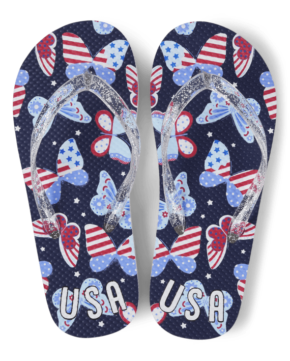 The Children's Place Girls Americana Butterfly Flip Flops