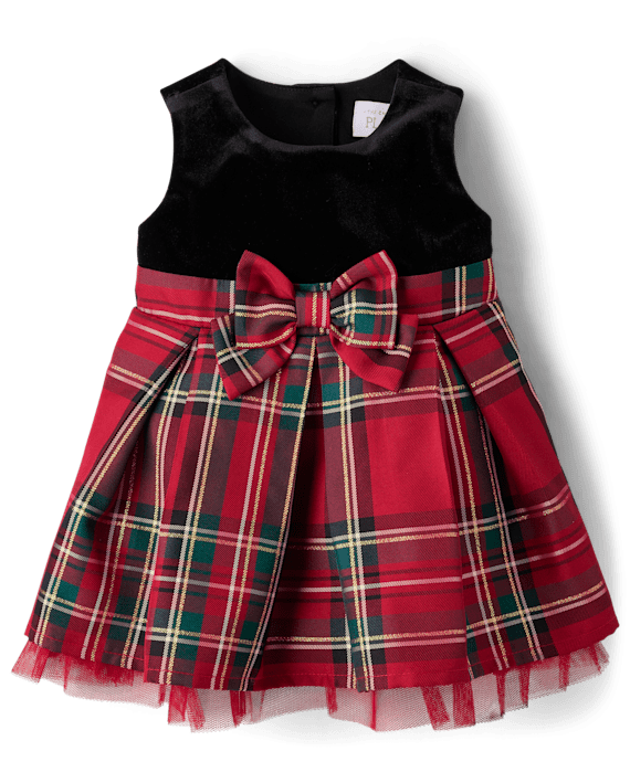 A red plaid dress for babies