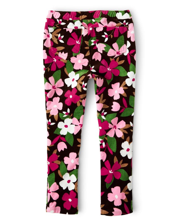 Girls Floral Corduroy Jeggings - Pony Club