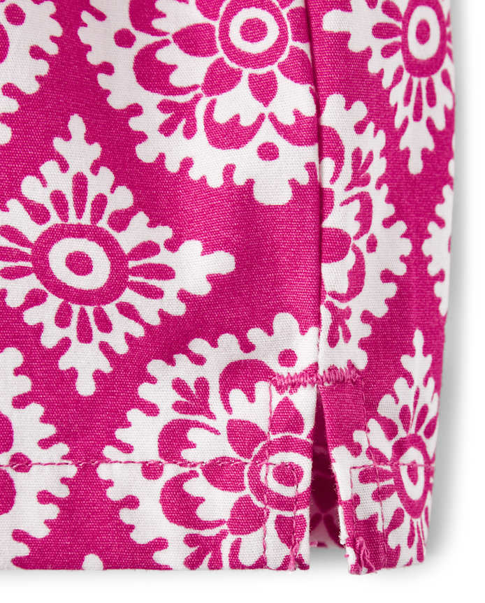 Girls Medallion Tassel Belted Shorts - Summer Sunsets