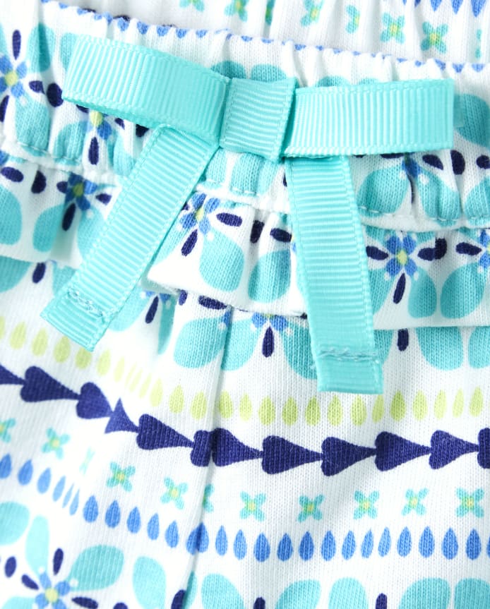 Girls Striped Ruffle Bow Shorts - Island Getaway