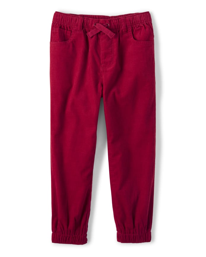 Boys Corduroy Pull On Jogger Pants - Reindeer Cheer