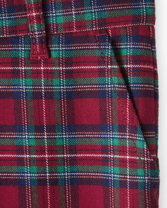 Boys Plaid Dress Pants - Family Celebrations Red