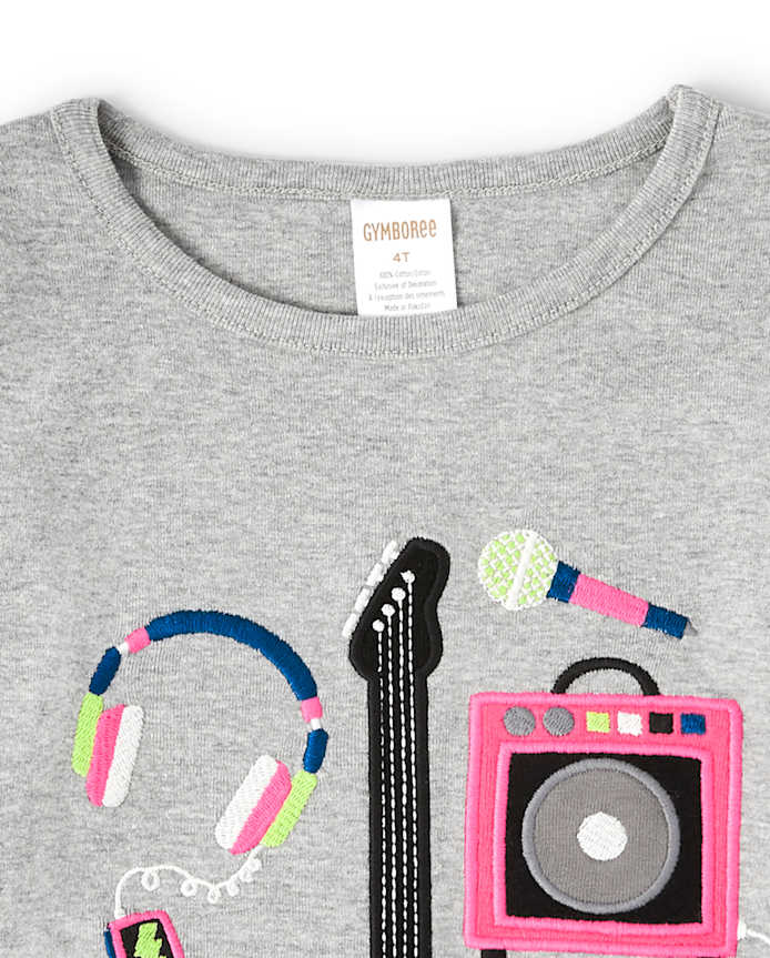 Girls Embroidered Band Top - Rock Academy