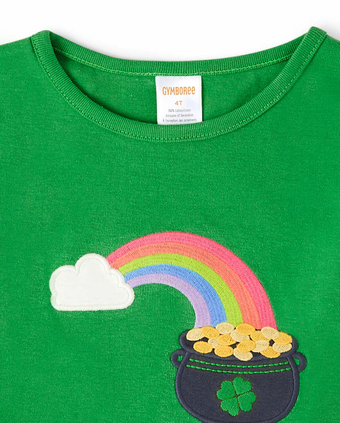 Girls Embroidered Rainbow Top - Little Leprechaun