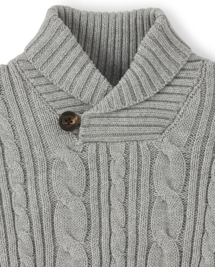 Boys Cable Knit Shawl Sweater - Uniform