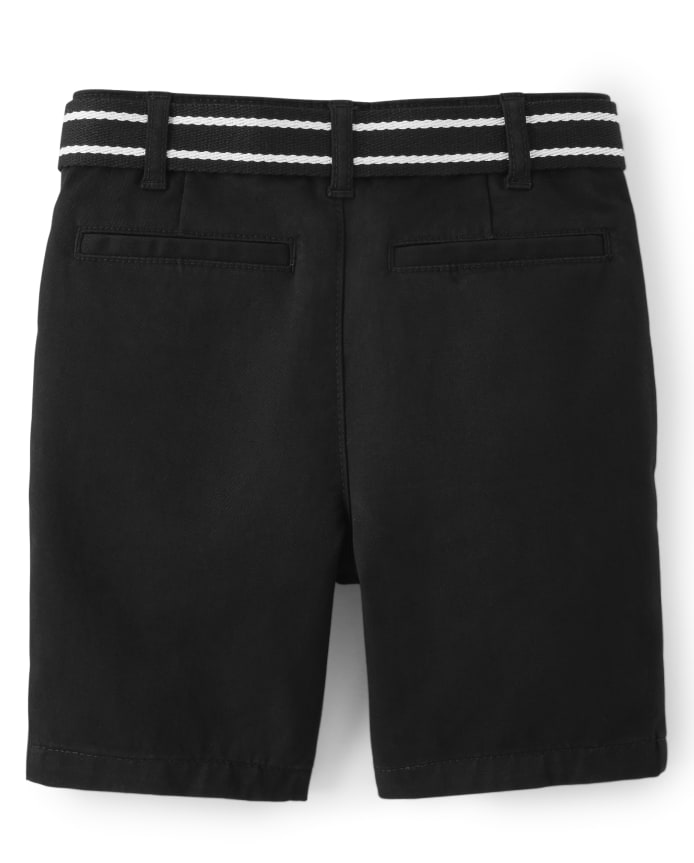 Boys Stain and Wrinkle-Resistant Belted Chino Shorts - Uniform
