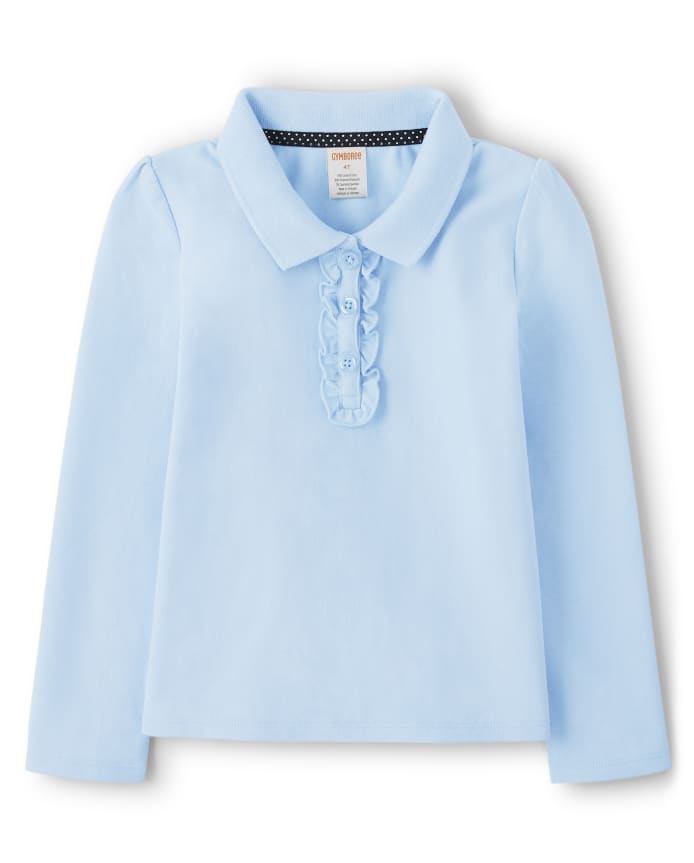 Girls Stain-Resistant Ruffle Polo
