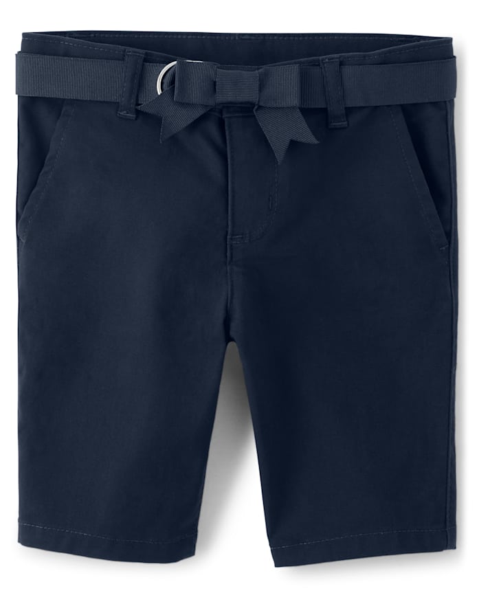 Girls Stain and Wrinkle-Resistant Belted Chino Shorts - Uniform