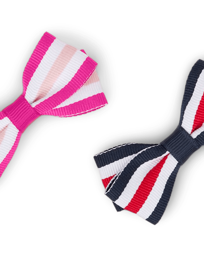 Girls Striped Bow Hair Clips 4-Pack - Uniform