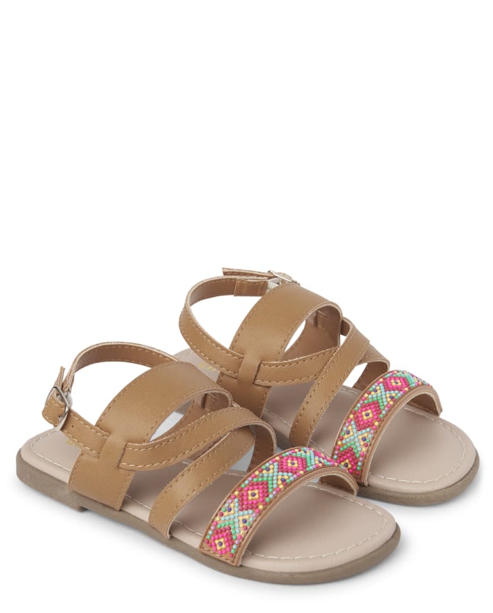 Girls Embroidered Sandals - Music Festival