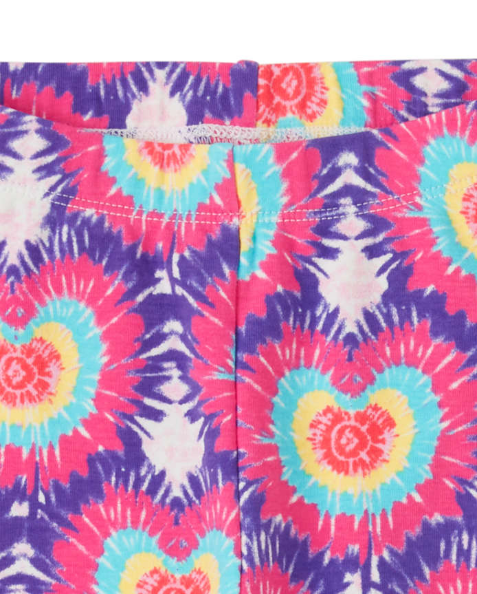 Girls Tie Dye Heart Capri Leggings - Music Festival