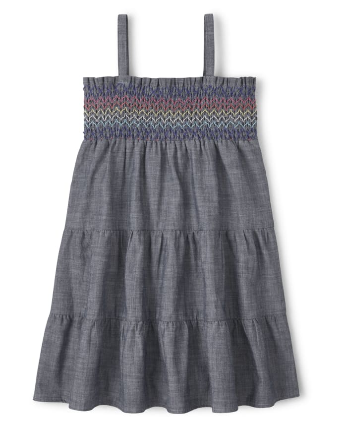 Girls Smocked Tiered Dress - Music Festival
