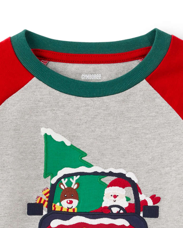 Boys Embroidered Truck Raglan Top - Holiday Express