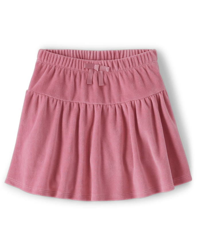 Girls Velour Shirred Skort - Bear Hugs