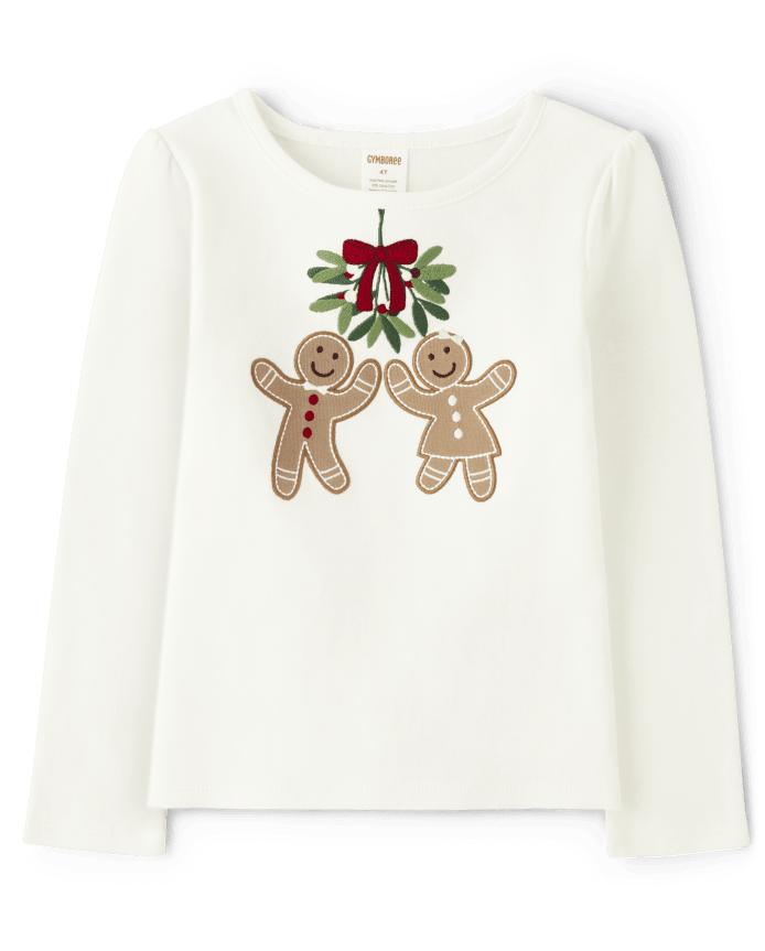 Girls Embroidered Gingerbread Top - House