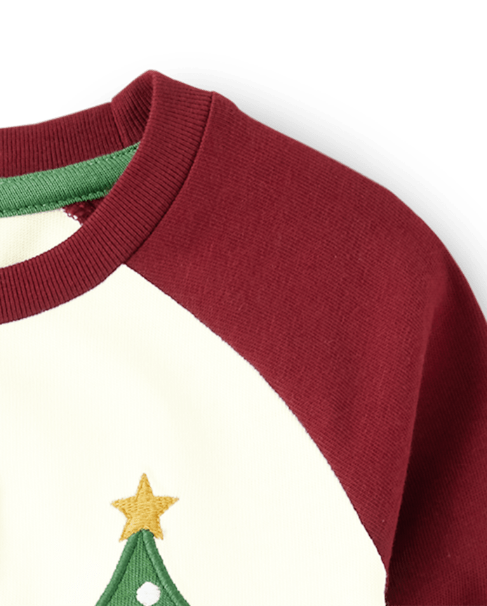 Boys Embroidered Christmas Raglan Top - Gingerbread House