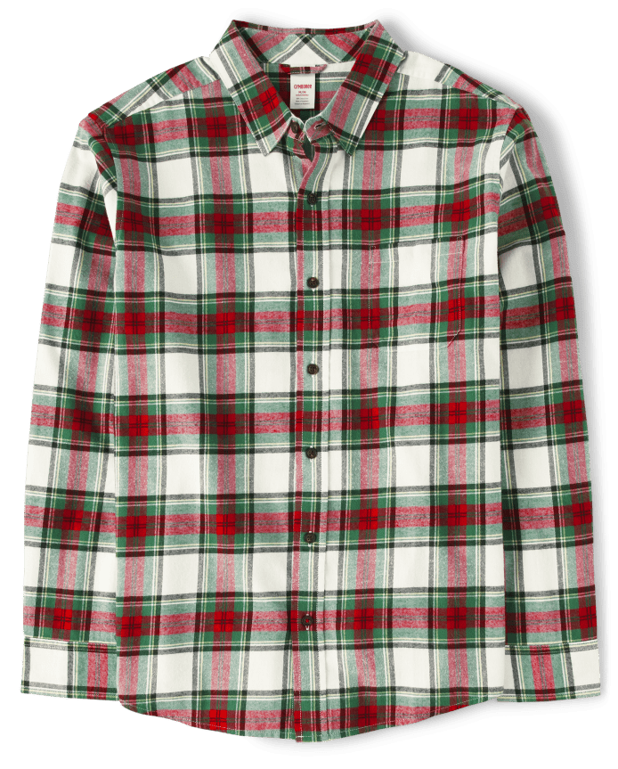 Mens Matching Family Plaid Button Up Shirt - Celebrations