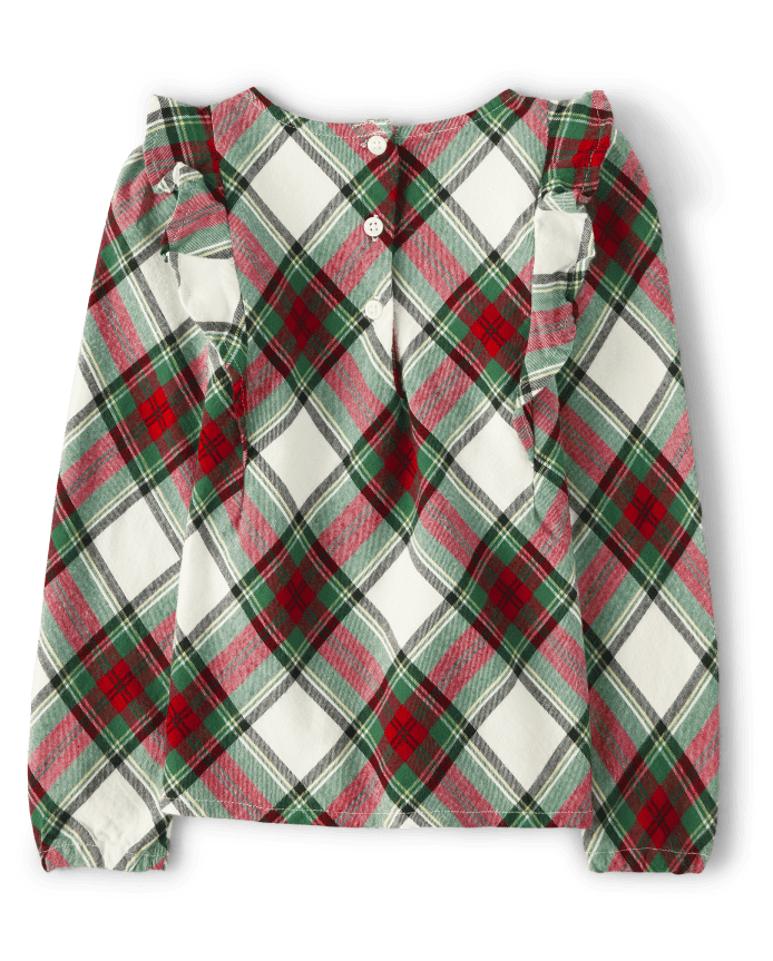 Girls Matching Family Plaid Flutter Top - Celebrations