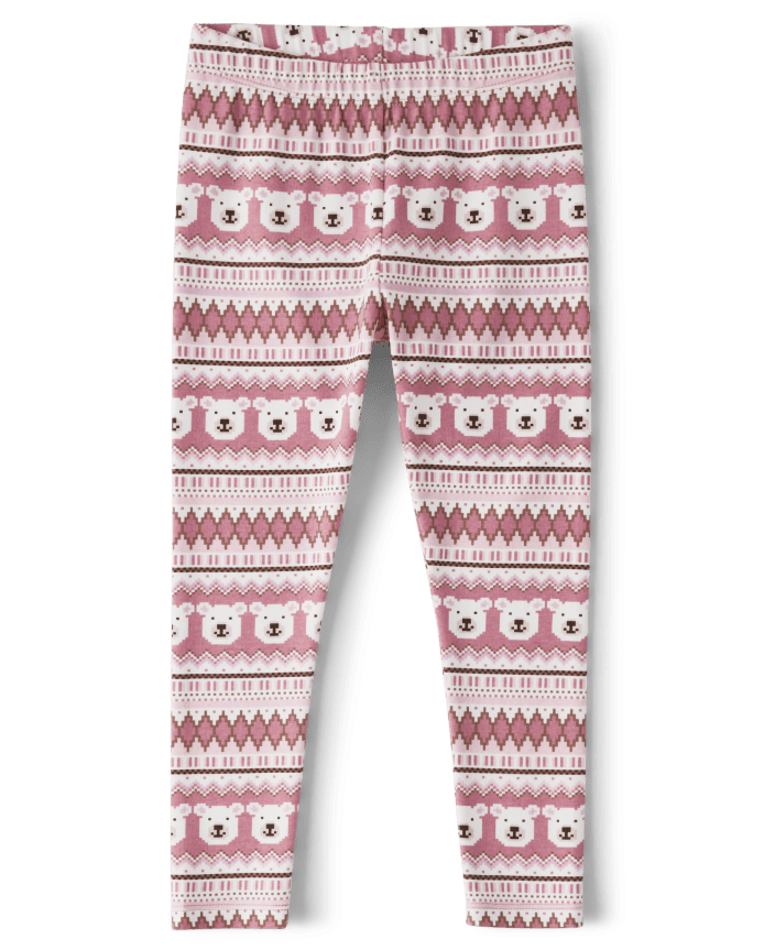 Girls Polar Bear Fairisle Leggings - Hugs