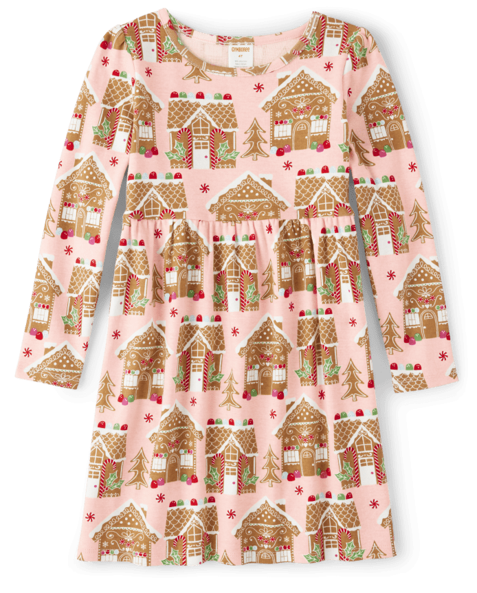 Girls Gingerbread House Babydoll Dress