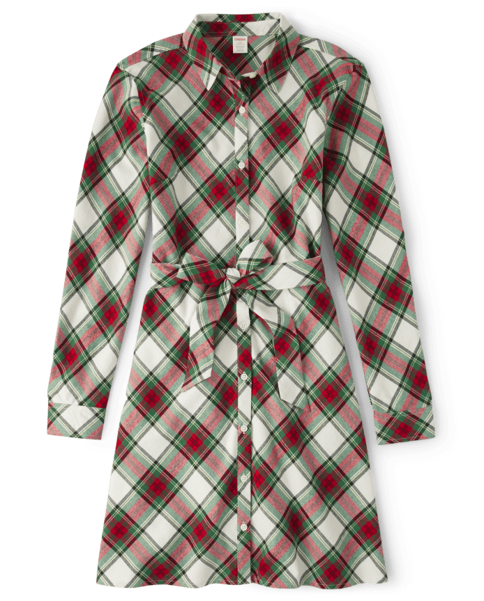 Womens Matching Family Plaid Shirt Dress - Celebrations