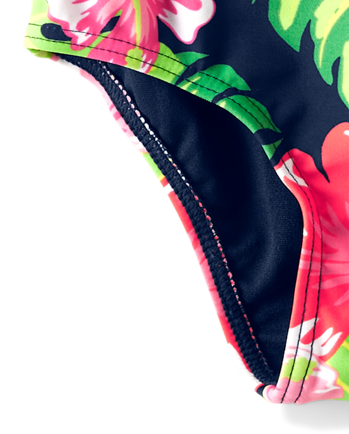 Girls Matching Family Tropical Ruffle One Piece Swimsuit - Aloha