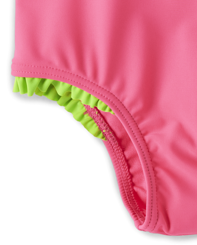 Girls Embroidered Toucan One Piece Swimsuit - Aloha