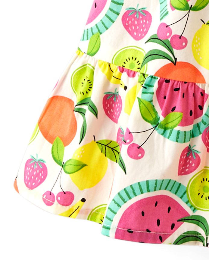 Girls Fruit Ruffle Dress - Festive