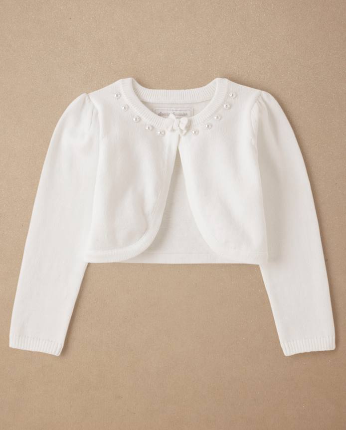 Girls Faux Pearl Cardigan - Special Occasions