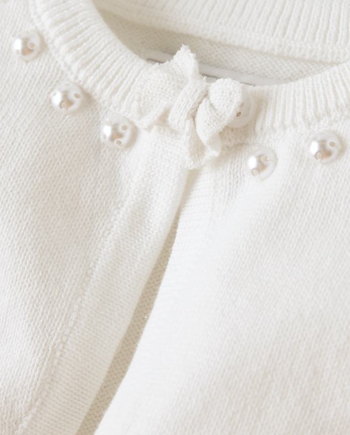 Girls Faux Pearl Cardigan - Special Occasions