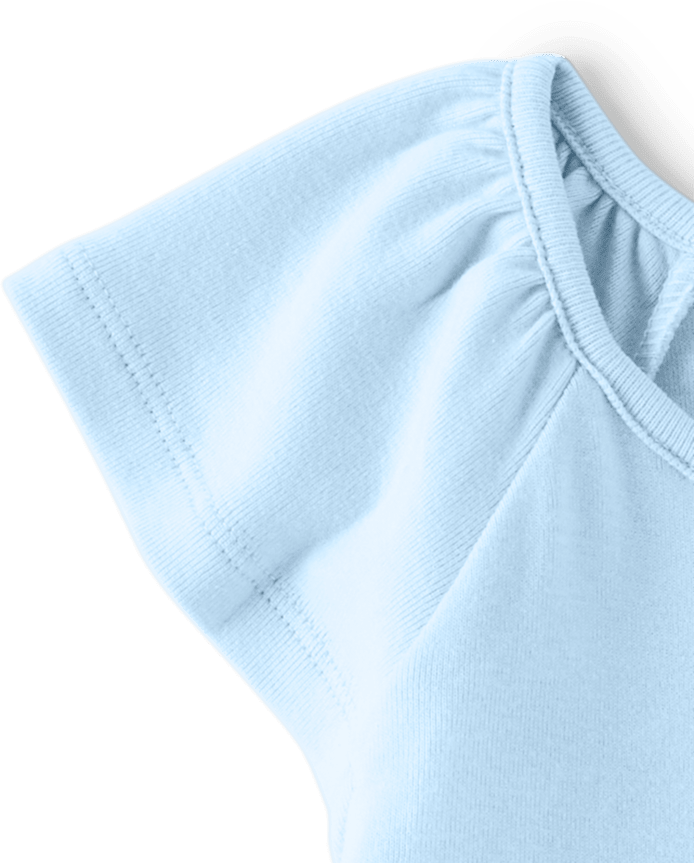 Girls Embroidered Basket Top - Blue Belle