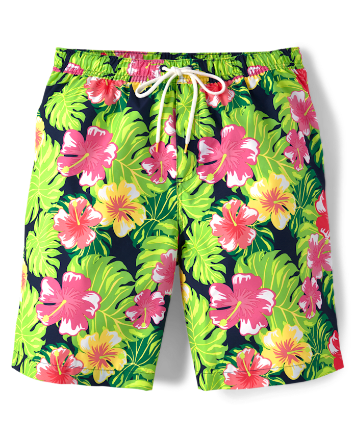 Mens Matching Family Tropical Swim Trunks - Aloha