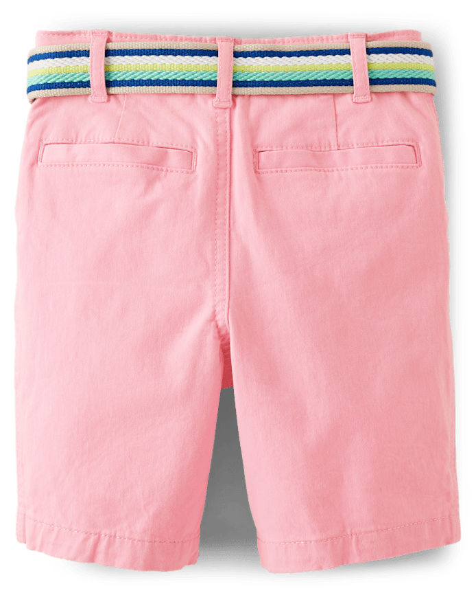 Boys Belted Chino Shorts - Tropical Paradise