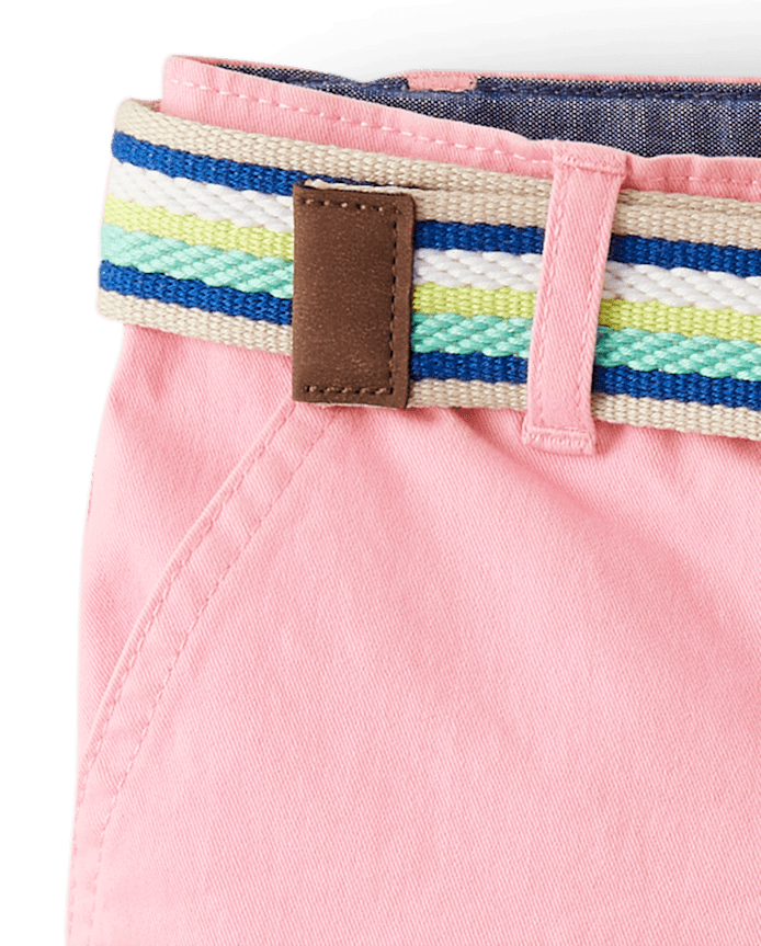 Boys Belted Chino Shorts - Tropical Paradise