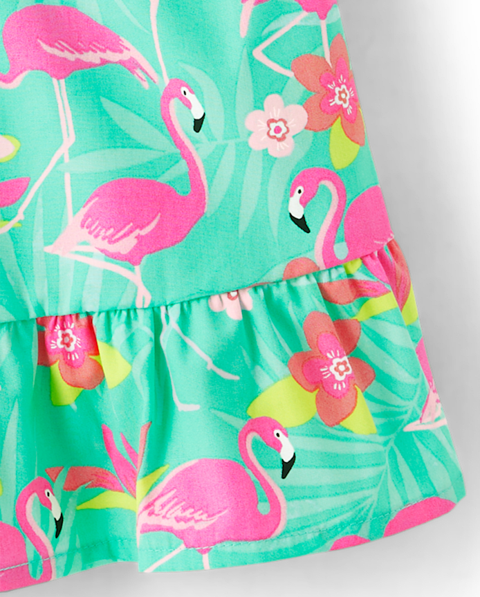 Girls Flamingo Ruffle Skort - Tropical Paradise