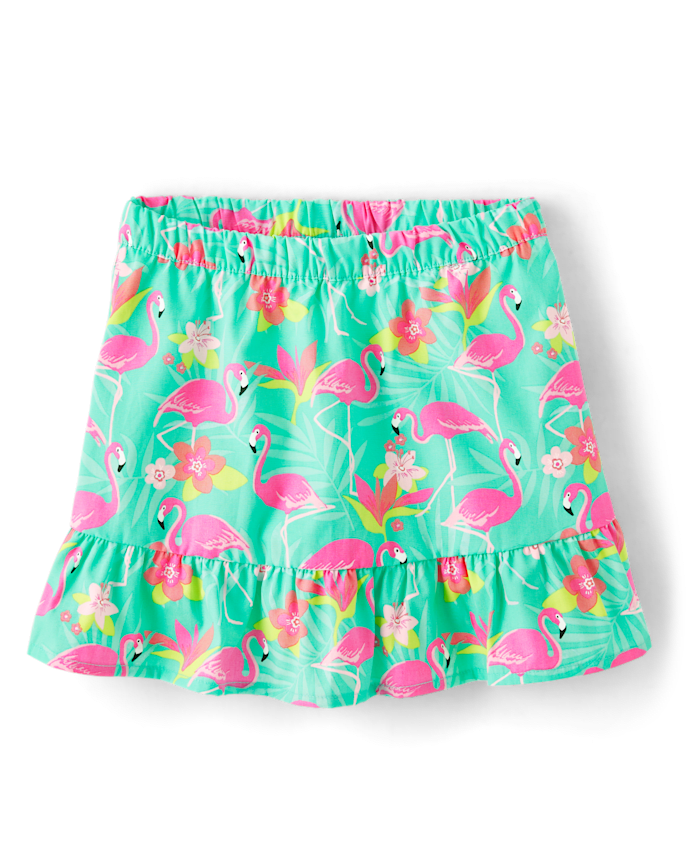 Girls Flamingo Ruffle Skort - Tropical Paradise