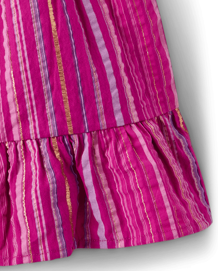Girls Striped Ruffle Skort - Island Spice