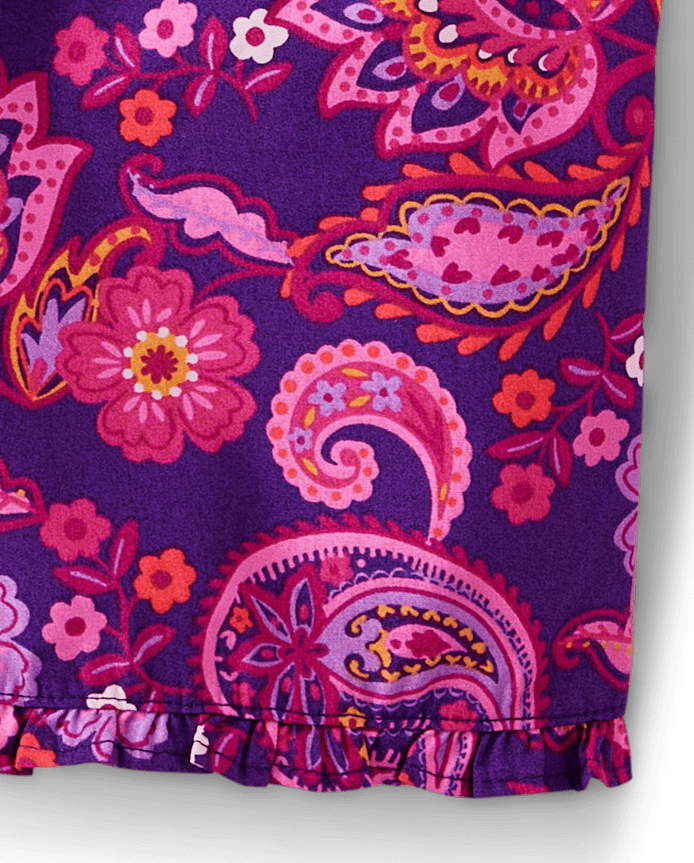 Girls  Paisley Paperbag Waist Shorts - Island Spice
