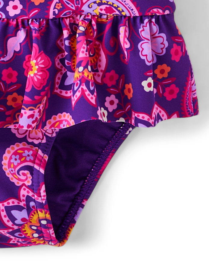 Girls Paisley Ruffle One Piece Swimsuit - Splish-Splash