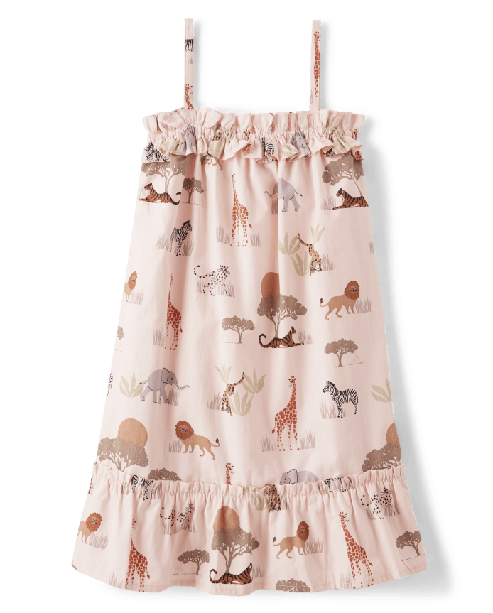 Girls Safari Ruffle Dress