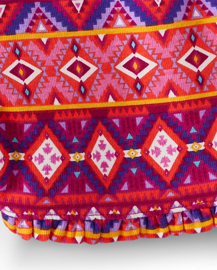 Girls Fairisle Paperbag Waist Shorts - Island Spice